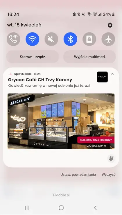 Przykład komunikatu PUSH